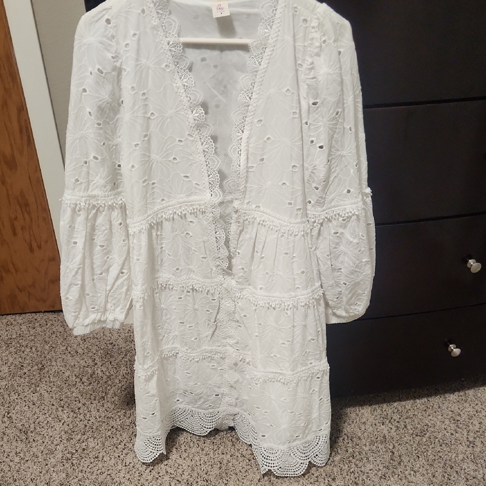 White Eyelet Lace Dress